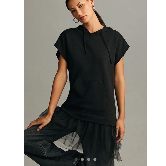 By Anthropologie Tulle Short-Sleeve Sweatshirt Sz Medium - Picture 5 of 7